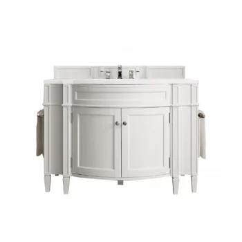 Brittany 46" Single Vanity, Bright White w/ 3 CM White Zeus Quartz Top
