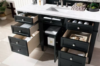 Brittany 60" Single Vanity, Black Onyx w/ 3 CM Arctic Fall Solid Surface Top - Image 4