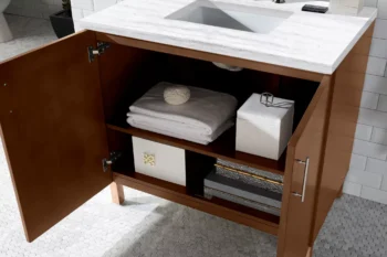 Metropolitan 36" Single Vanity, American Walnut w/ 3 CM Arctic Fall Solid Surface Top - Image 3