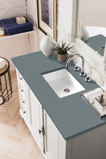 Providence 48" Single Vanity, Bright White w/ 3 CM Cala Blue Top - Image 3