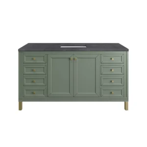 Chicago 60″ Single Vanity, Smokey Celadon w/ 3 CM Charcoal Soapstone Top