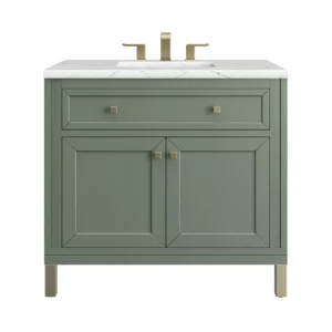 Chicago 36″ Single Vanity, Smokey Celadon w/ 3 CM Ethereal Noctis Top