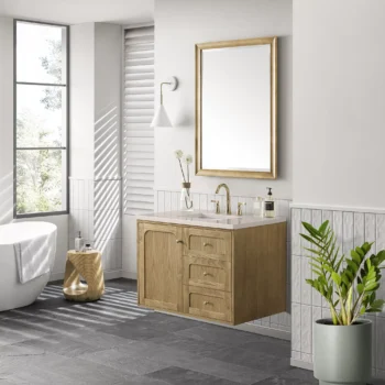 Laurent 36" Single Vanity, Light Natural Oak w/ 3 CM Eternal Marfil Top - Image 5