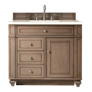 Bristol 36″ Single Vanity, Whitewashed Walnut w/ 3 CM Eternal Marfil Quartz Top