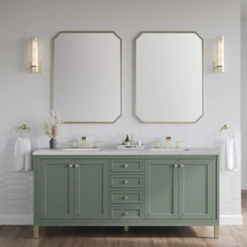 Chicago 72" Double Vanity, Smokey Celadon w/ 3 CM Eternal Serena Top - Image 3