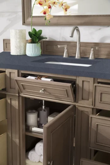 Bristol 60" Single Vanity, Whitewashed Walnut w/ 3 CM Charcoal Soapstone Quartz Top - Image 4