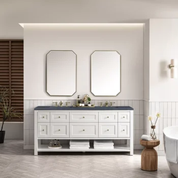 Breckenridge 72" Double Vanity, Bright White w/ 3 CM Charcoal Soapstone Top - Image 2