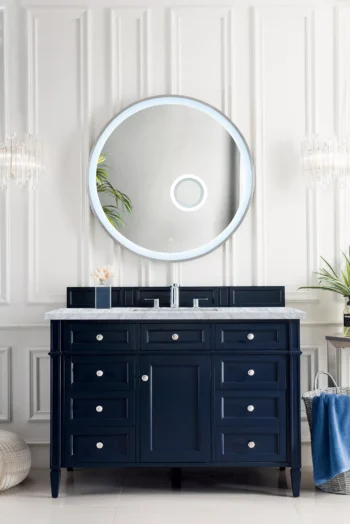 Brittany 48" Single Vanity, Victory Blue w/ 3 CM Carrara Marble Top - Image 2