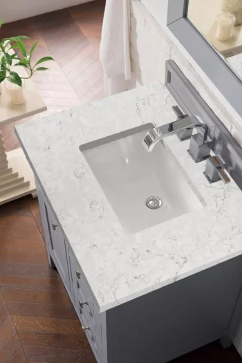 Palisades 30" Single Vanity, Silver Gray w/ 3 CM Eternal Jasmine Pearl Quartz Top - Image 2