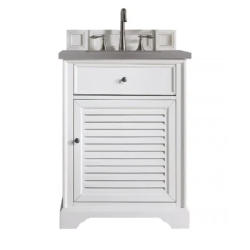 Savannah 26" Single Vanity, Bright White w/ 3 CM Grey Expo Top