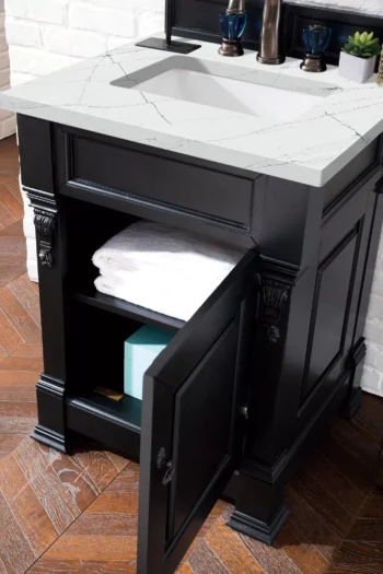 Brookfield 26" Single Vanity, Antique Black w/ 3 CM Ethereal Noctis Quartz Top - Image 7