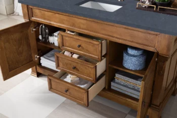 Brookfield 60" Single Vanity, Country Oak w/ 3 CM Charcoal Soapstone Quartz Top - Image 4