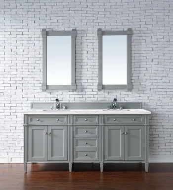 Brittany 72" Double Vanity, Urban Gray w/ 3 CM Arctic Fall Solid Surface Top - Image 2