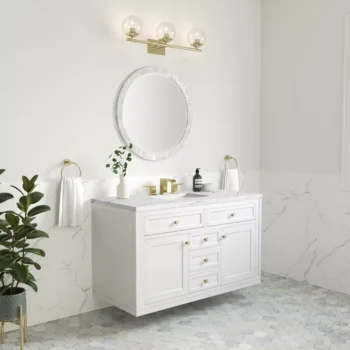 Chicago 48" Single Vanity, Glossy White w/ 3 CM Ethereal Noctis Top - Image 3