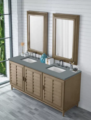 Portland 72" Double Vanity Whitewashed Walnut w/ 3 CM Cala Blue Top - Image 3