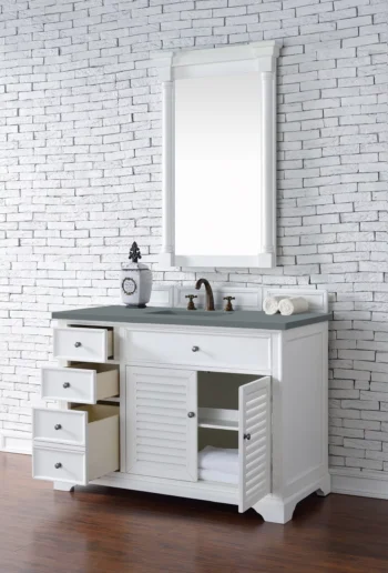 Savannah 48" Single Vanity, Bright White w/ 3 CM Cala Blue Top - Image 4