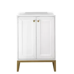Chianti 24″ Single Vanity Cabinet, Glossy White, Radiant Gold