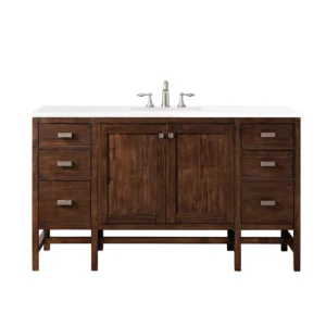 Addison 60″ Single Vanity, Mid-Century Acacia w/ 3 CM White Zeus Quartz Top