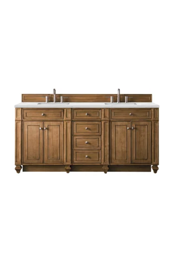 Bristol 72" Double Vanity, Saddle Brown w/ 3 CM Ethereal Noctis Quartz Top