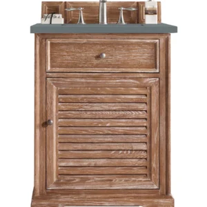 Savannah 26″ Single Vanity, Driftwood w/ 3 CM Cala Blue Top