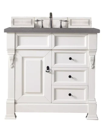 Brookfield 36" Single Vanity, Bright White w/ 3 CM Grey Expo Top