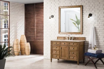 Brittany 48" Single Vanity, Saddle Brown w/ 3 CM Eternal Marfil Quartz Top - Image 3