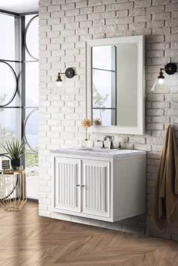 Athens 30" Single Vanity, Glossy White w/ 3 CM Carrara White Top - Image 7