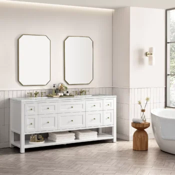 Breckenridge 72" Double Vanity, Bright White w/ 3 CM Ethereal Noctis Top - Image 4