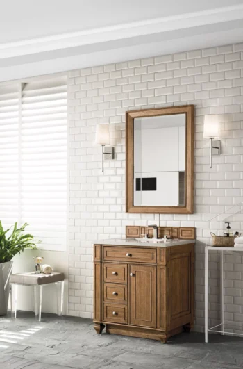 Bristol 30" Single Vanity, Saddle Brown w/ 3 CM Eternal Serena Quartz Top - Image 3
