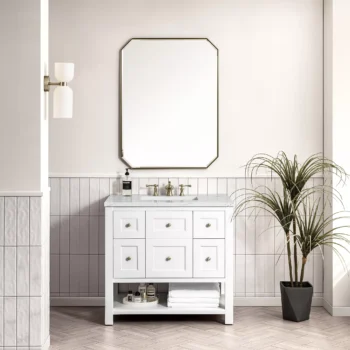 Breckenridge 36" Single Vanity, Bright White w/ 3 CM Ethereal Noctis Top - Image 2
