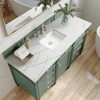 Brittany 60" Single Vanity, Smokey Celadon w/ 3 CM Ethereal Noctis Top - Image 5