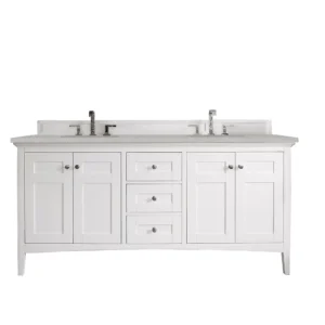 Palisades 72″ Double Vanity, Bright White w/ 3 CM Eternal Serena Quartz Top