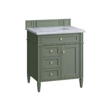 Brittany 30" Single Vanity, Smokey Celadon w/ 3 CM Carrara Marble Top - Image 6