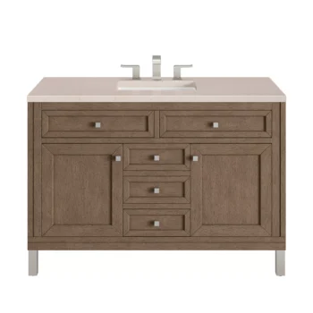 Chicago 48" Single Vanity, Whitewashed Walnut w/ 3 CM Eternal Marfil Quartz Top