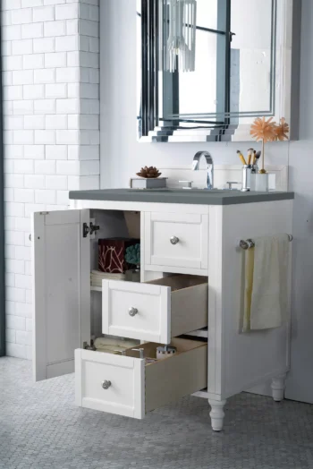 Copper Cove Encore 30" Single Vanity, Bright White w/ 3 CM Cala Blue Top - Image 4