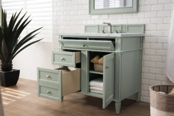 Brittany 36" Single Vanity, Sage Green w/ 3 CM Ethereal Noctis Quartz Top - Image 4