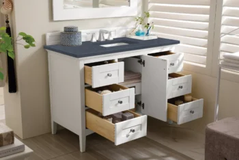 Palisades 48" Single Vanity, Bright White w/ 3 CM Charcoal Soapstone Quartz Top - Image 3