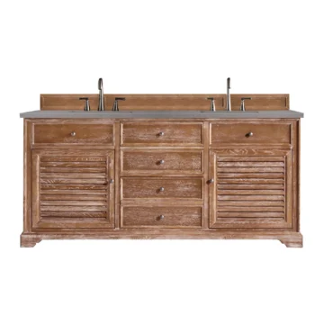 Savannah 72" Double Vanity, Driftwood w/ 3 CM Grey Expo Quartz Top