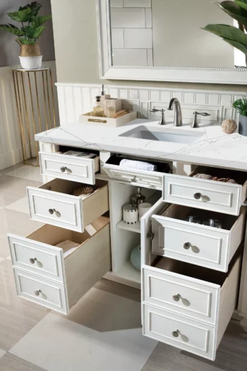 Bristol 48" Single Vanity, Bright White w/ 3 CM Ethereal Noctis Quartz Top - Image 4