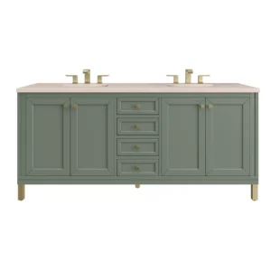 Chicago 72″ Double Vanity, Smokey Celadon w/ 3 CM Eternal Marfil Top