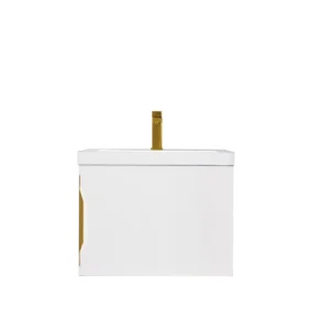Columbia 24″ Single Vanity, Glossy White w/ White Glossy Composite Stone Top