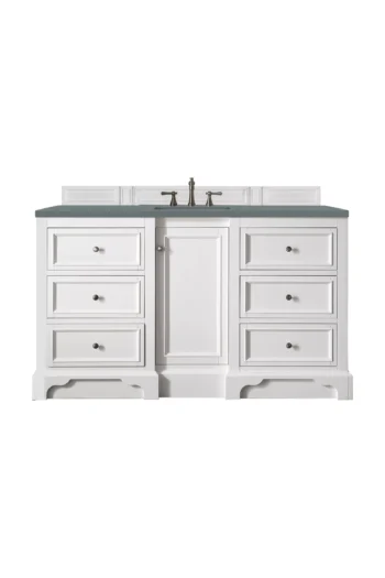 De Soto 60" Single Vanity, Bright White w/ 3 CM Cala Blue Top