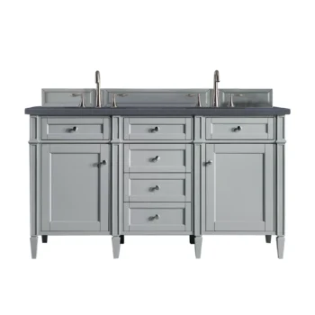 Brittany 60" Double Vanity, Urban Gray w/ 3 CM Charcoal Soapstone Quartz Top