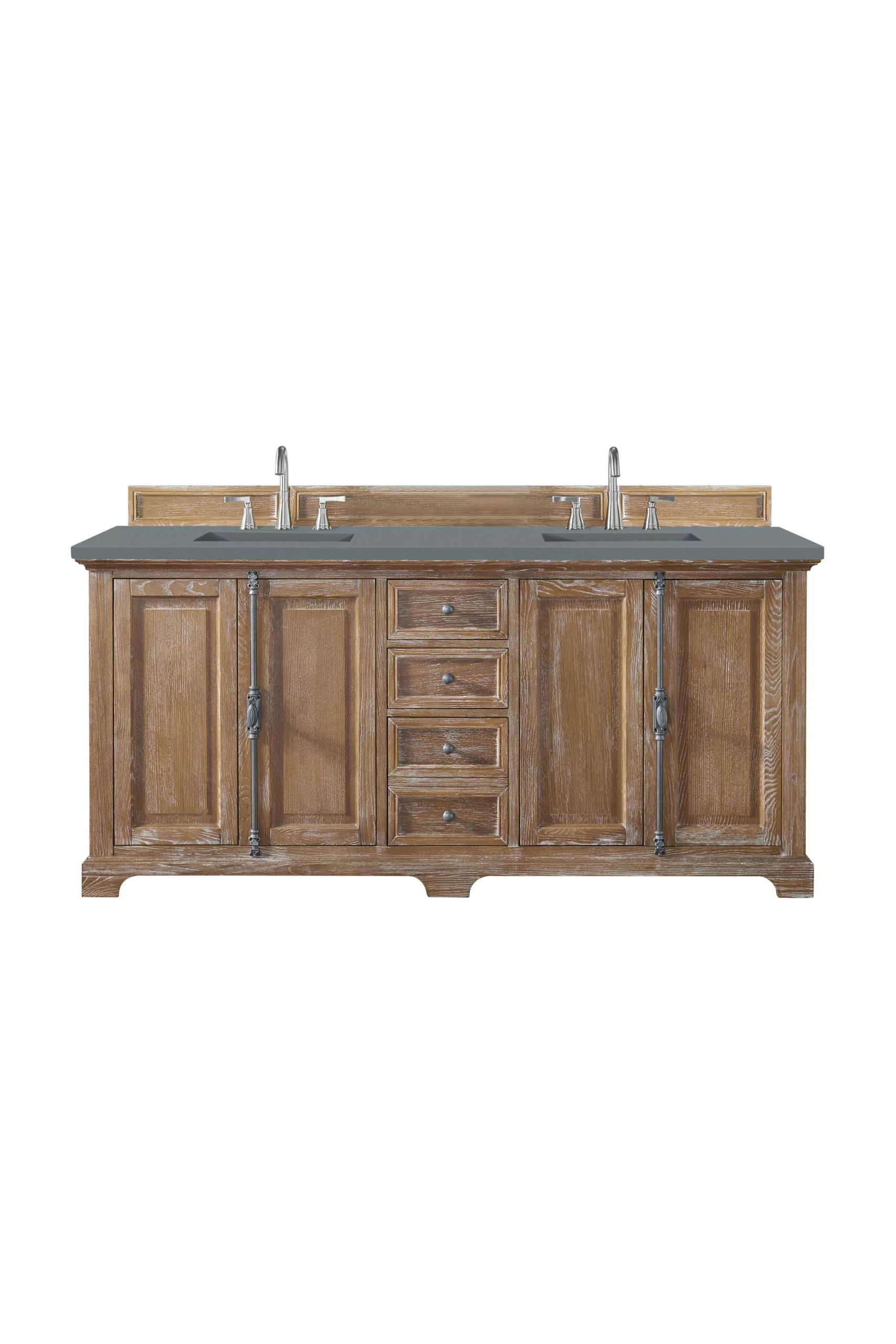 Providence 72" Double Vanity, Driftwood w/ 3 CM Cala Blue Top