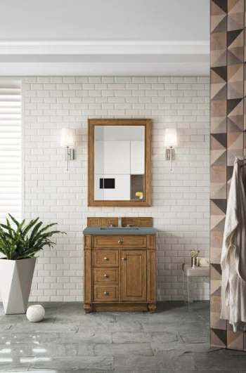 Bristol 30" Single Vanity, Saddle Brown w/ 3 CM Cala Blue Top - Image 2