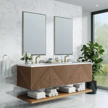 Marcello 72" Double Vanity, Chestnut w/ 3 CM Arctic Fall Top - Image 4