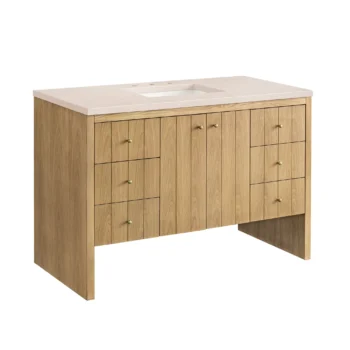 Hudson 48" Single Vanity, Light Natural Oak w/ 3 CM Eternal Marfil Top - Image 6