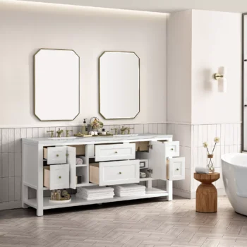 Breckenridge 72" Double Vanity, Bright White w/ 3 CM Ethereal Noctis Top - Image 5