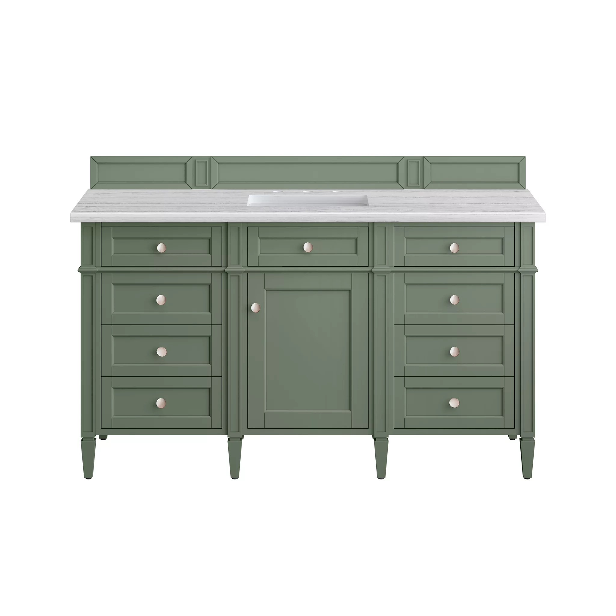 Brittany 60" Single Vanity, Smokey Celadon w/ 3 CM Arctic Fall Top - Image 2