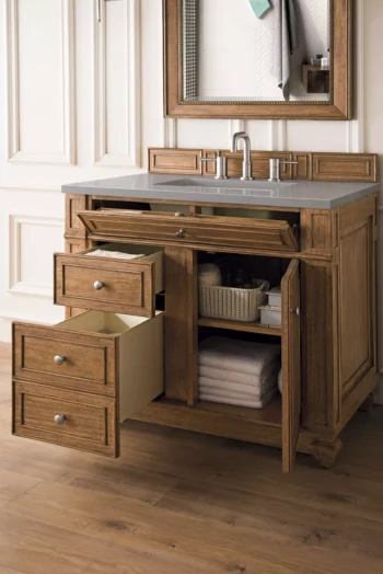 Bristol 36" Single Vanity, Saddle Brown w/ 3 CM Grey Expo Top - Image 4